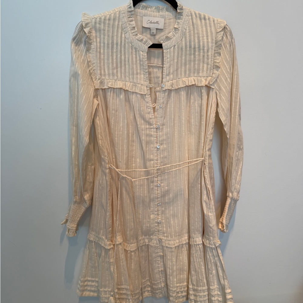 Cleobella Cream Striped Long Sleeve Dress